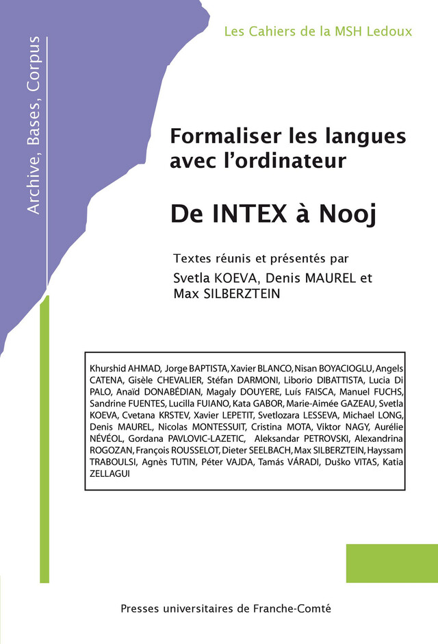 Formaliser les langues avec l’ordinateur : de INTEX à Nooj -  - Presses universitaires de Franche-Comté