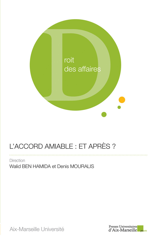 L'accord amiable -  - Presses universitaires d’Aix-Marseille