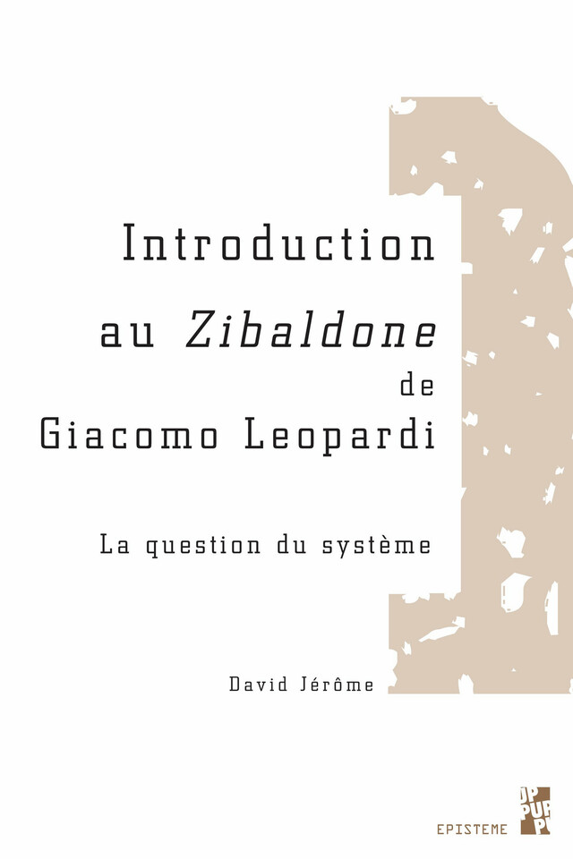 Introduction au Zibaldone de Giacomo Leopardi - David Jérôme - Presses universitaires de Provence