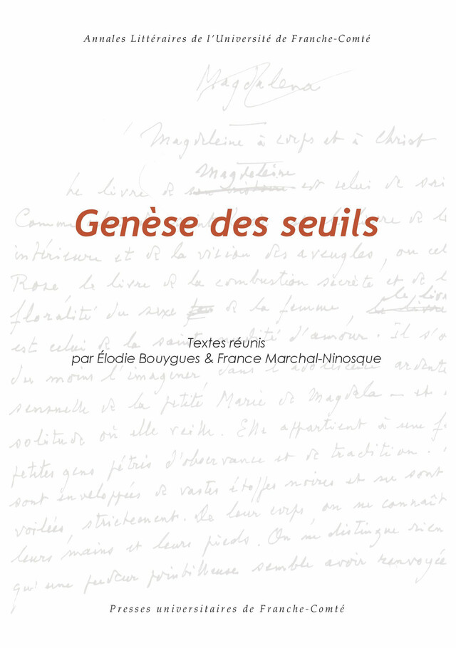 Genèse des seuils -  - Presses universitaires de Franche-Comté