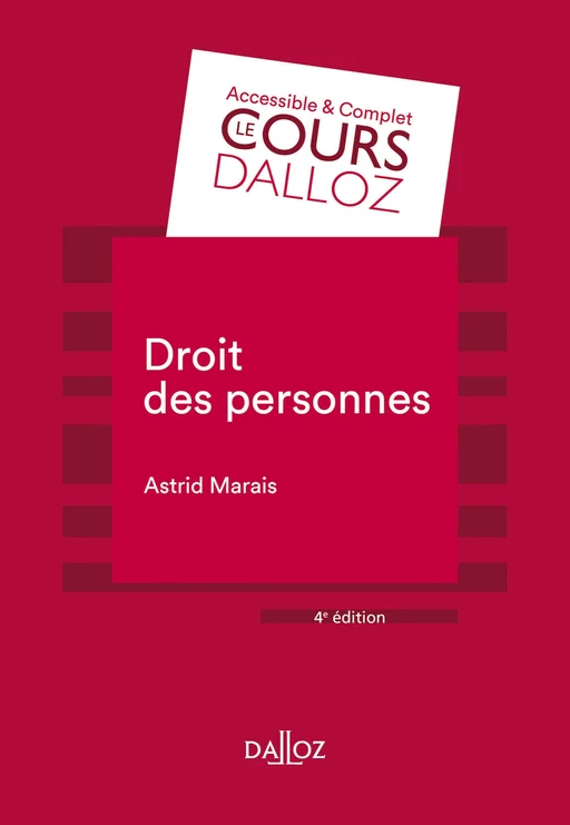 Droit des personnes. 4e éd. - Astrid Marais - Groupe Lefebvre Dalloz