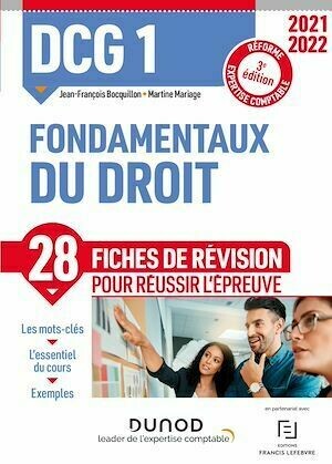 DCG 1 Fondamentaux du droit - Fiches de révision - Jean-François Bocquillon, Martine Mariage - Dunod