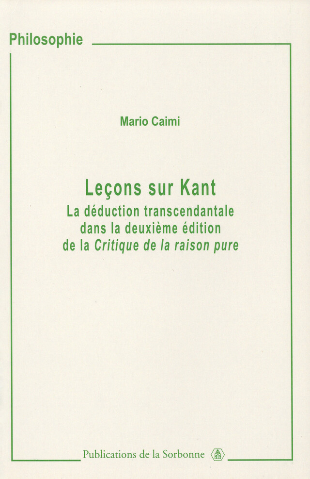 Leçons sur Kant - Mario Caimi - Éditions de la Sorbonne