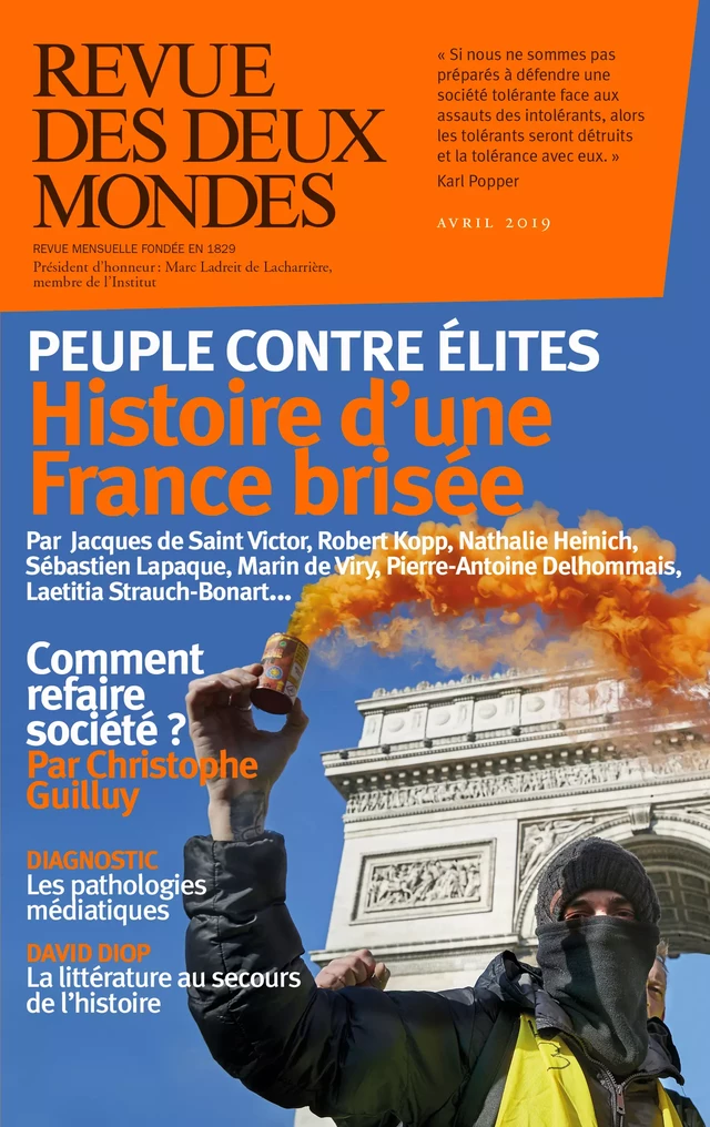 Revue des Deux Mondes avril 2019 - Valérie Toranian, Jacques De Saint Victor, Robert Kopp, Laetitia Strauch-Bonart, Nathalie Heinich, Pierre-Antoine Delhommais, Laurent Ottavi, Sébastien Lapaque, Jean-Paul Clément, Marin De Viry, David Diop, Ondine Debré, Jean-François Roseau, Olivier Cariguel, François d'Orcival, Annick Steta, Michaël de Saint-Cheron, Taline Ter Minassian, Daniel Sibony, Emmanuel Rondeau, Sabine Péglion, Michel Delon, Frédéric Verger, Patrick Kéchichian, Stéphane Guégan, Richard Millet, Bertrand Raison, Jean-Luc Macia - Revue des Deux Mondes