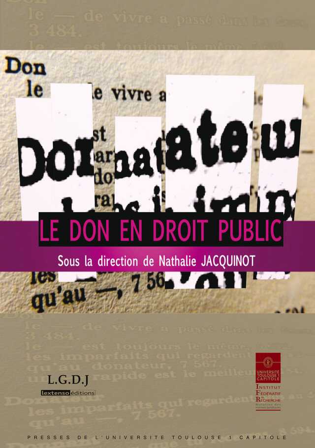 Le don en droit public -  - Presses de l’Université Toulouse 1 Capitole