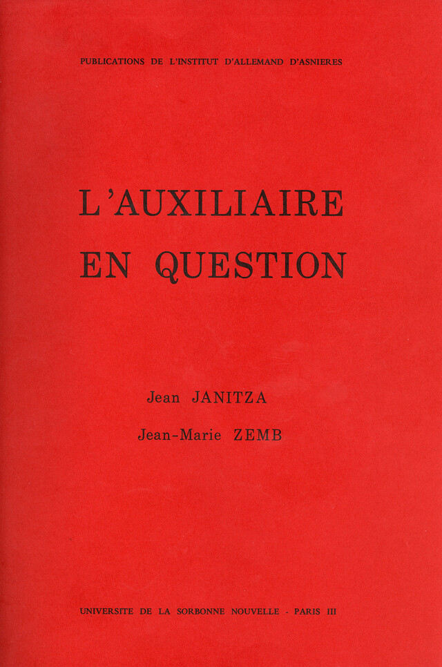 L'Auxiliaire en question -  - Presses Sorbonne Nouvelle via OpenEdition