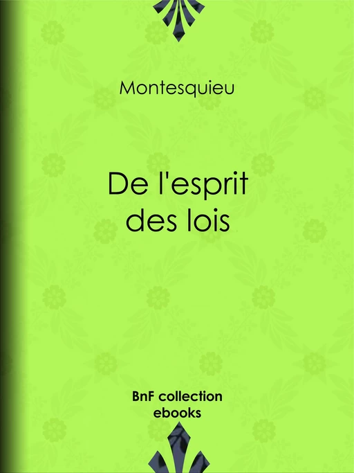 De l'esprit des lois -  Montesquieu - BnF collection ebooks