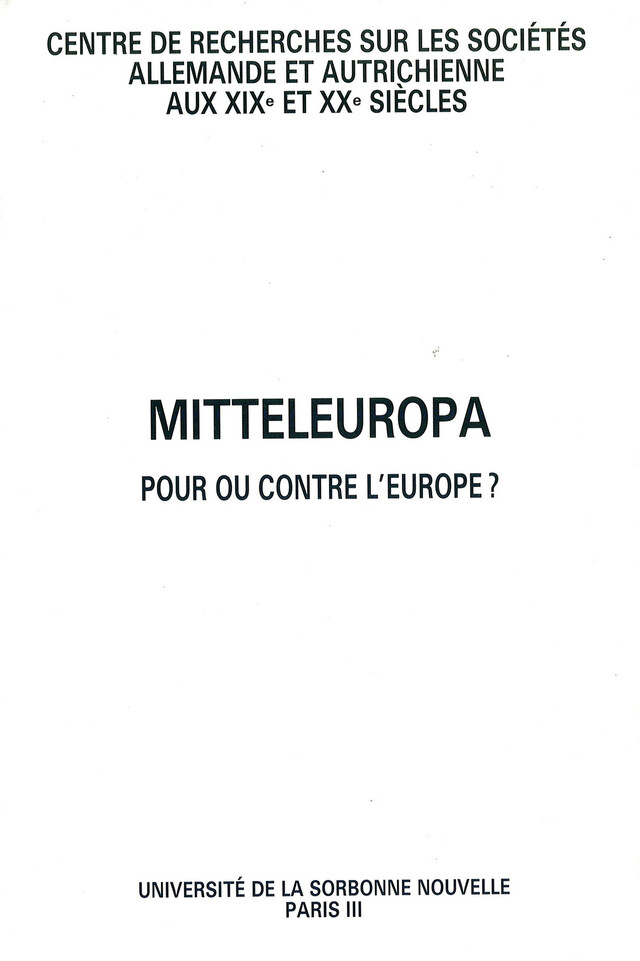 Mitteleuropa -  - Presses Sorbonne Nouvelle via OpenEdition