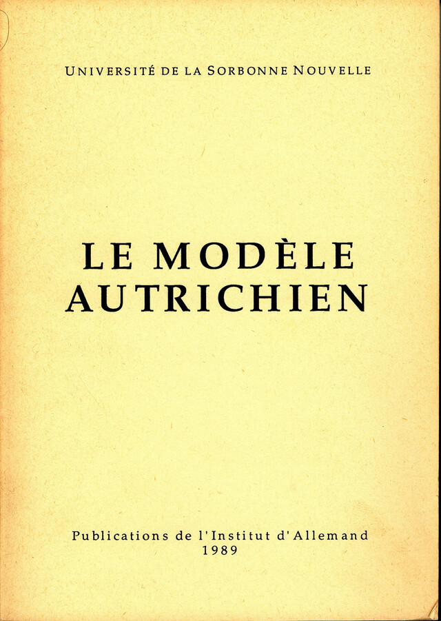 Le modèle autrichien -  - Presses Sorbonne Nouvelle via OpenEdition