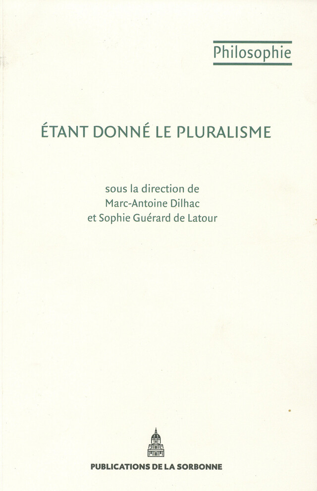 Étant donné le pluralisme -  - Éditions de la Sorbonne