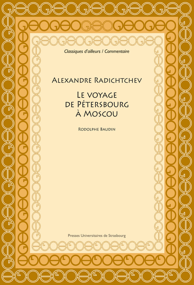 Alexandre Radichtchev - Rodolphe Baudin - Presses universitaires de Strasbourg