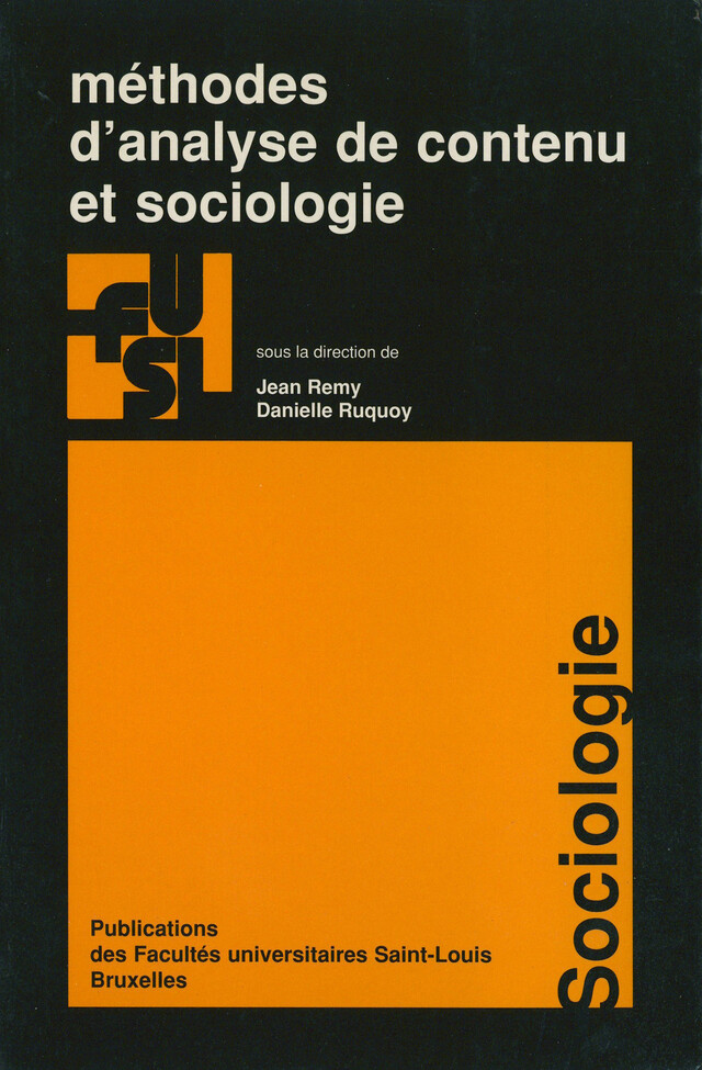 Méthodes d’analyse de contenu et sociologie -  - Presses de l’Université Saint-Louis