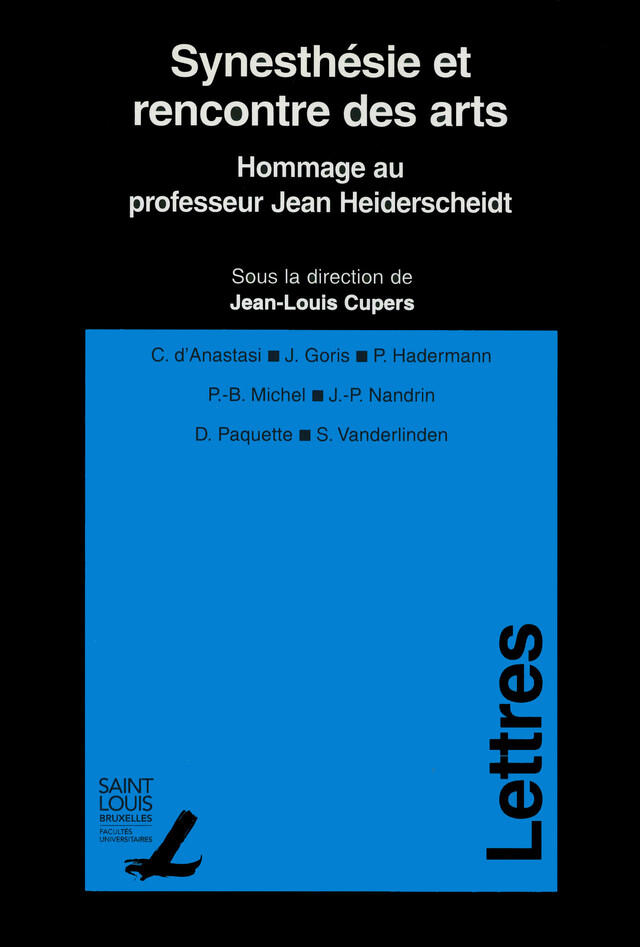 Synesthésie et rencontre des arts -  - Presses de l’Université Saint-Louis