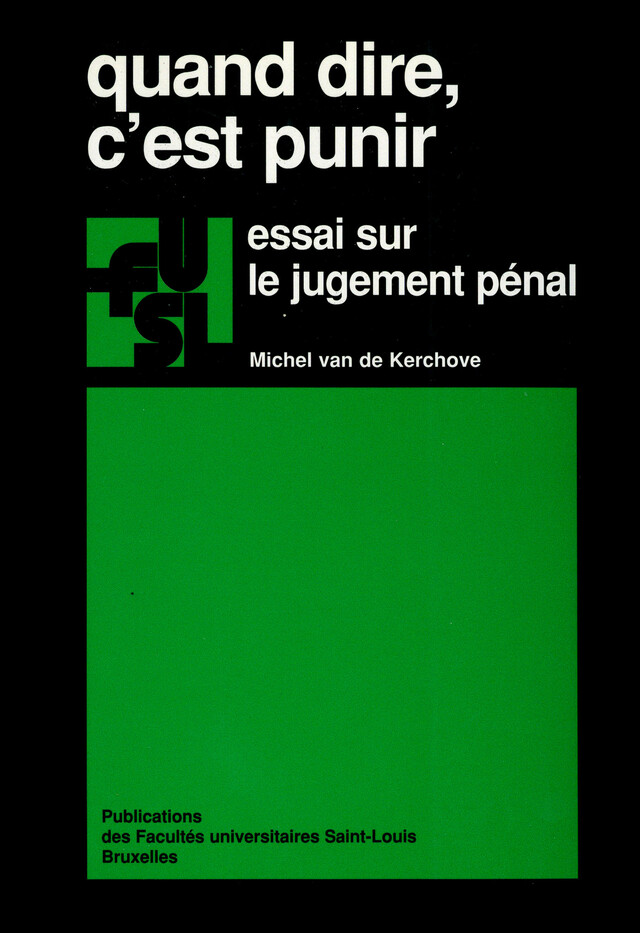 Quand dire, c’est punir - Michel Van de Kerchove - Presses de l’Université Saint-Louis