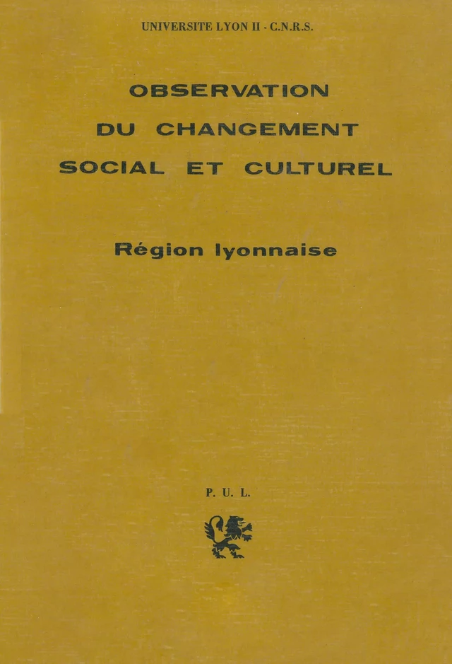 Observation du changement social et culturel -  - Presses universitaires de Lyon