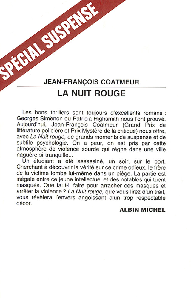 La Nuit rouge - Jean-François Coatmeur - Albin Michel