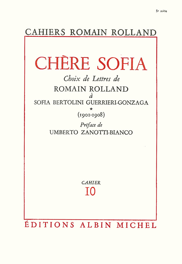 Chère Sofia - tome 1 - Romain Rolland - Albin Michel