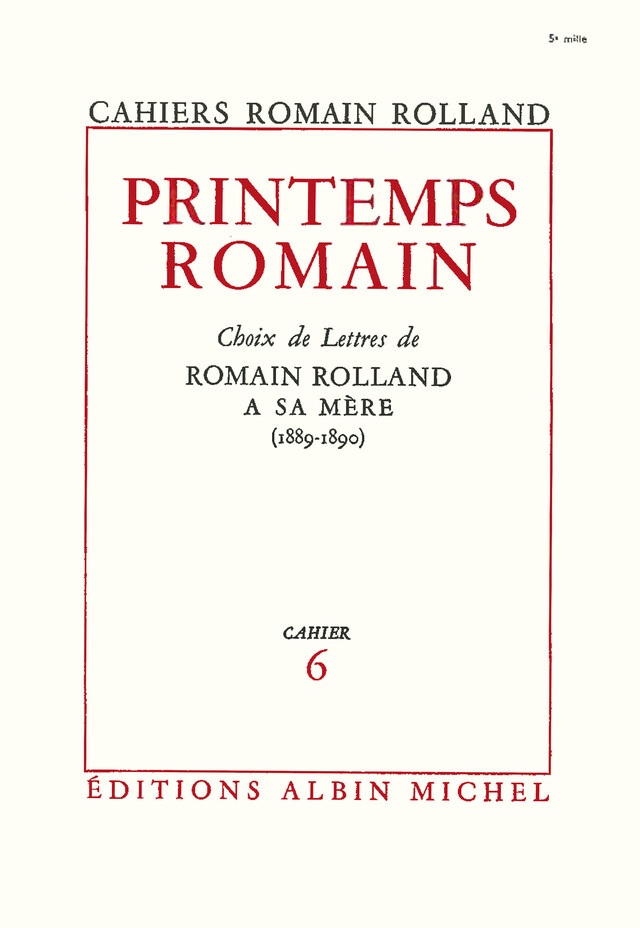 Printemps romain - Romain Rolland - Albin Michel