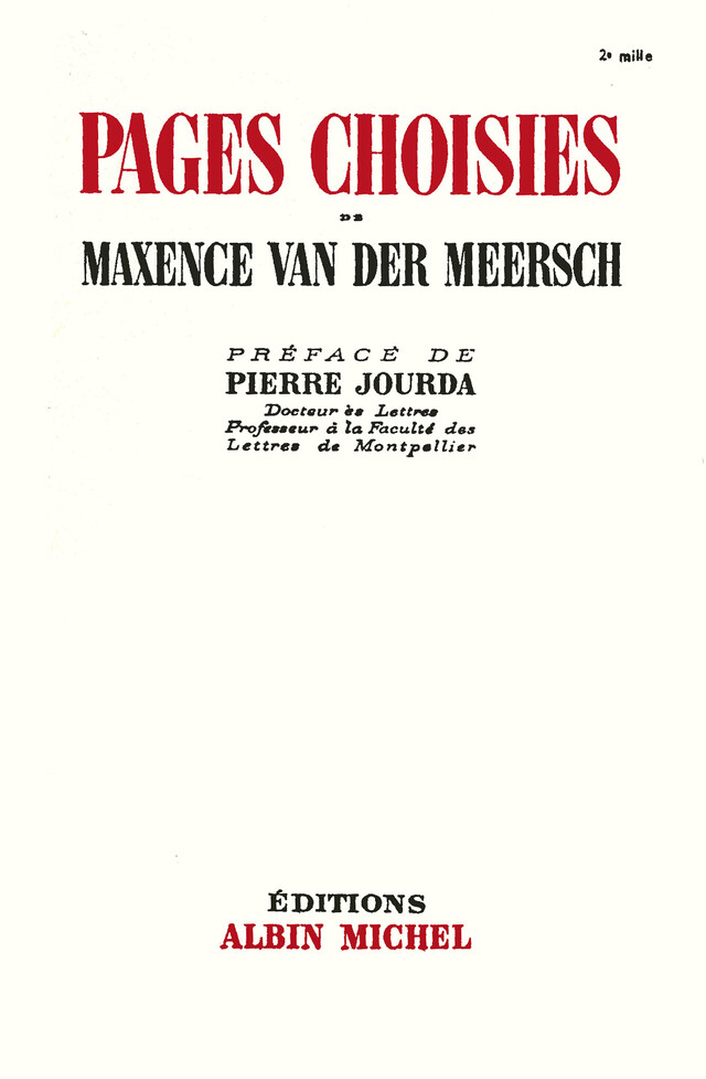 Pages choisies - Maxence Van Der Meersch - Albin Michel