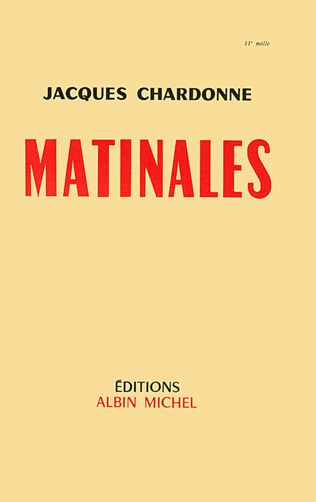 Matinales - Jacques Chardonne - Albin Michel