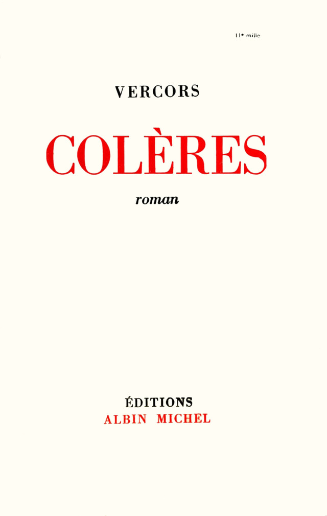 Colères -  Vercors - Albin Michel
