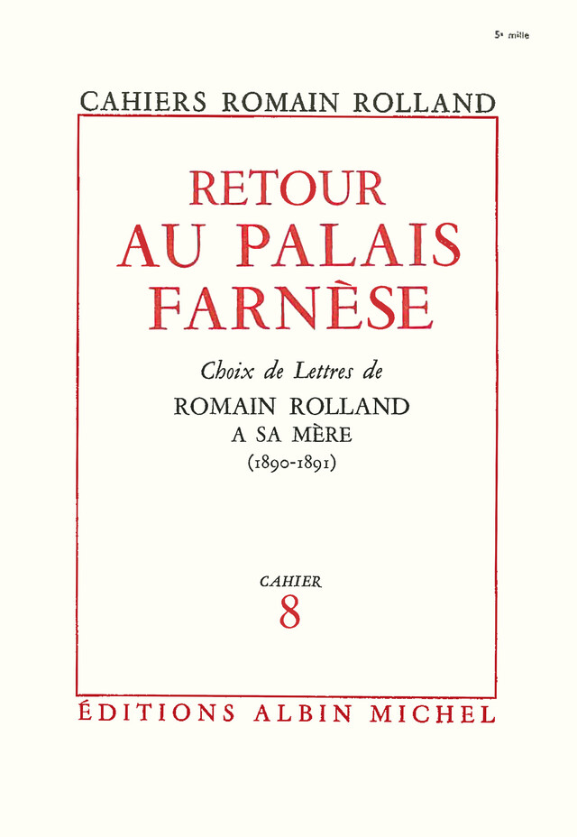 Retour au palais Farnèse - Romain Rolland - Albin Michel