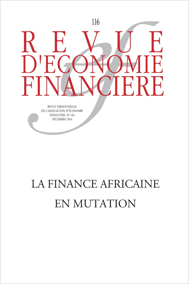 La finance africaine en mutation - Ouvrage Collectif - Association Europe-Finances-Régulations (AEFR)