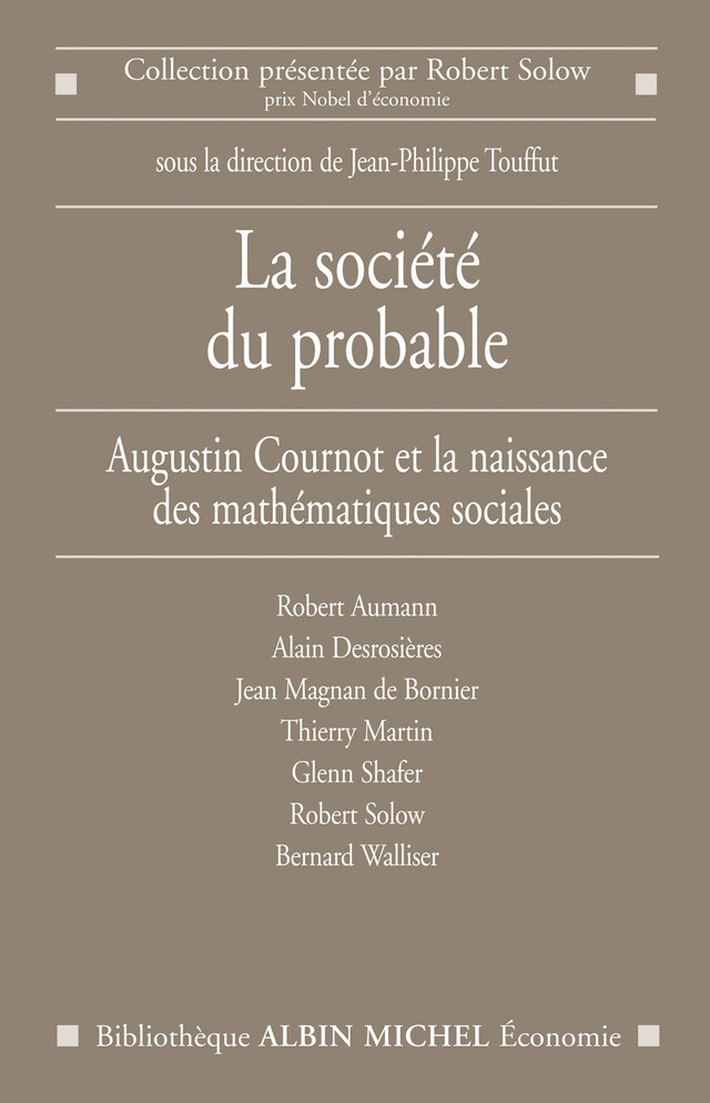 La Société du probable - Jean-Philippe Touffut,  Collectif, Robert Solow - Albin Michel