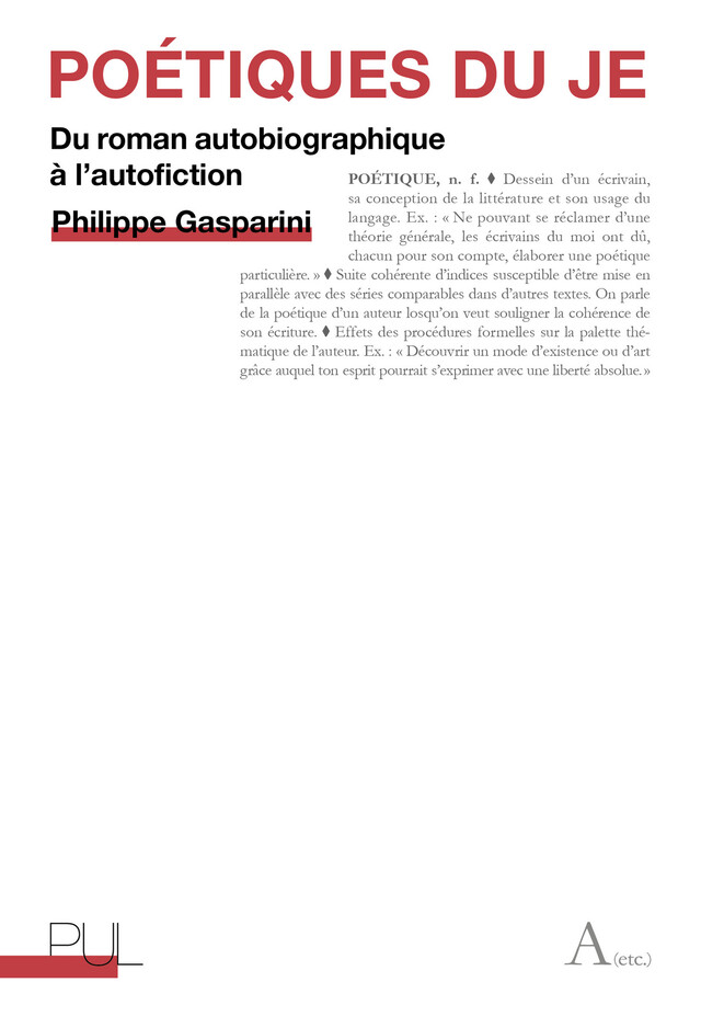 Poétiques du je - Philippe Gasparini - Presses universitaires de Lyon