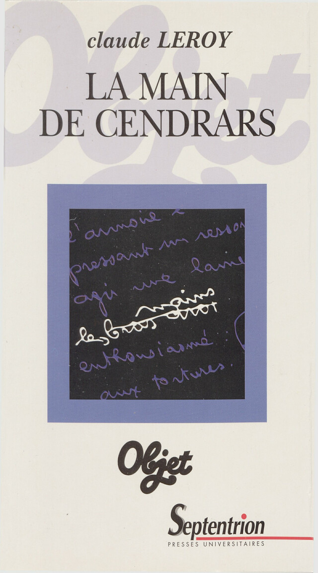 La main de Cendrars - Claude Leroy - Presses Universitaires du Septentrion