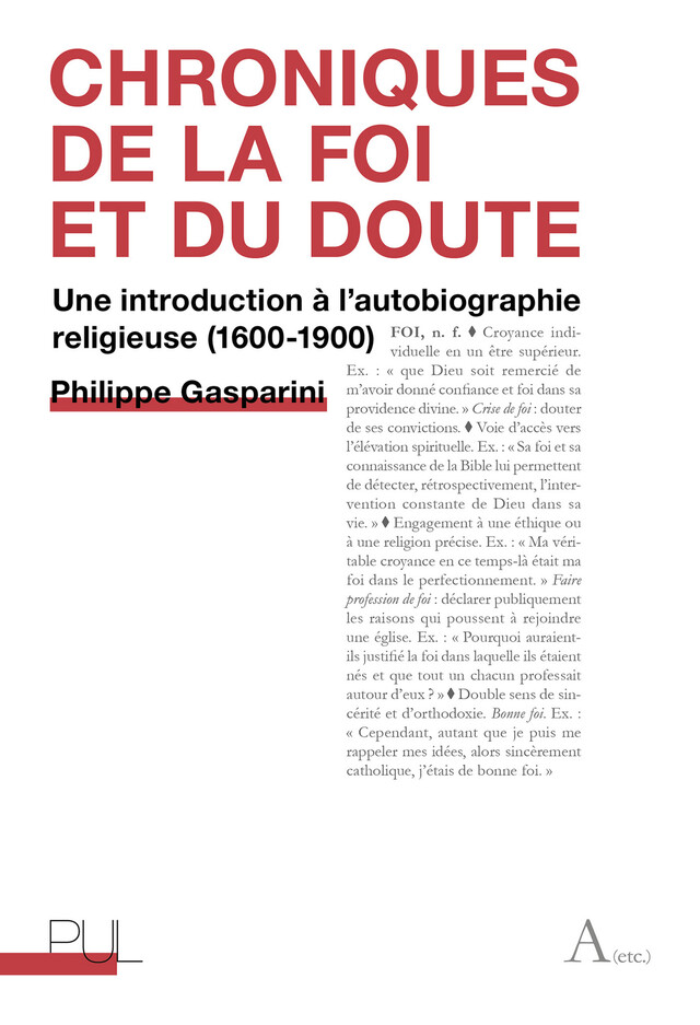 Chroniques de la foi et du doute - Philippe Gasparini - Presses universitaires de Lyon
