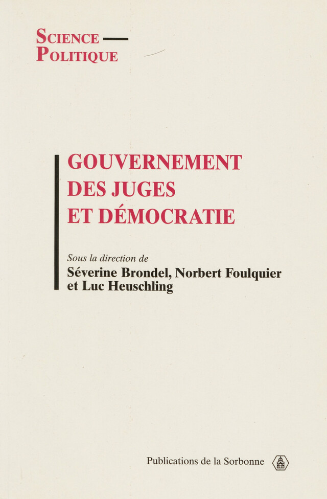 Gouvernement des juges et démocratie -  - Éditions de la Sorbonne