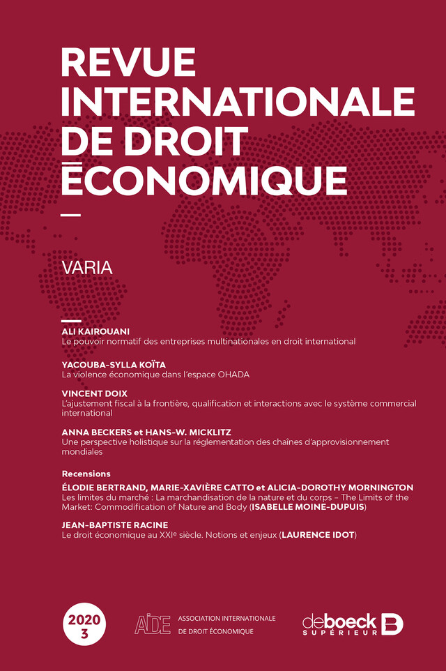 Revue internationale de droit économique -  Collectif - Revues De Boeck Supérieur