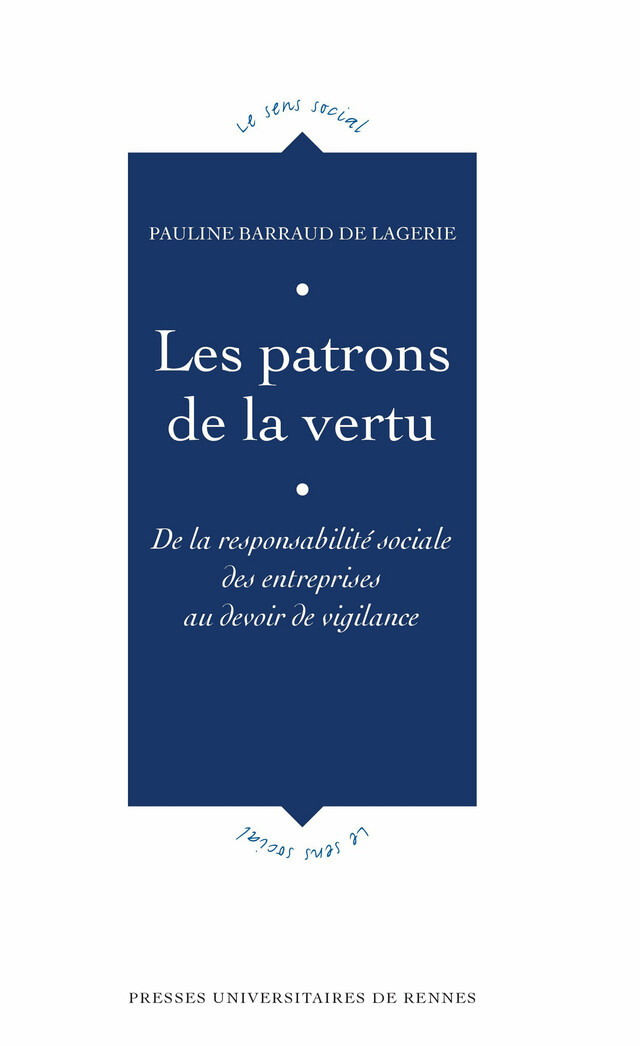 Les patrons de la vertu - Pauline Barraud de Lagerie - Presses universitaires de Rennes