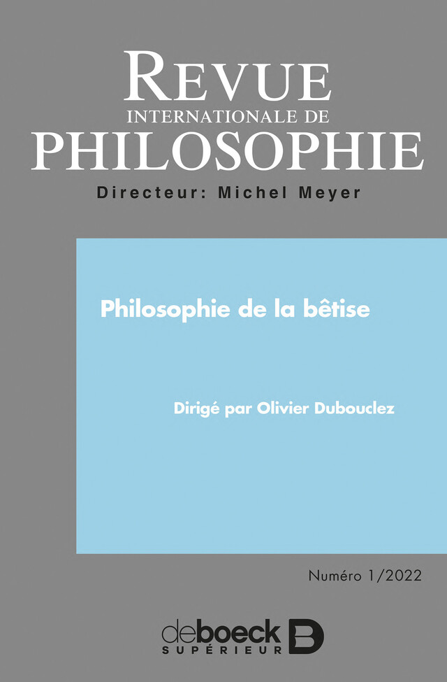 Revue internationale de philosophie -  Collectif - Revues De Boeck Supérieur
