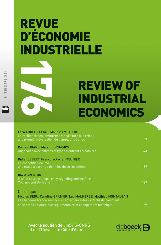 Revue d'économie industrielle n° 176 -  Collectif - Revues De Boeck Supérieur