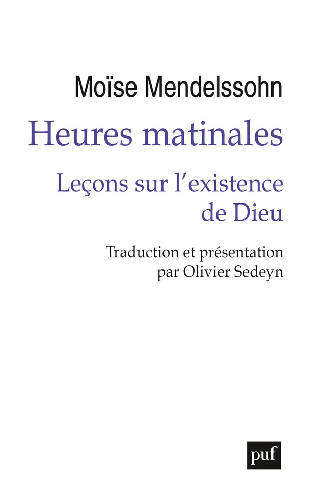 Heures matinales - Moïse Mendelssohn - Presses Universitaires de France