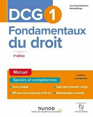 DCG 1 Fondamentaux du droit - Manuel 4e éd. - Jean-François Bocquillon, Martine Mariage - Dunod