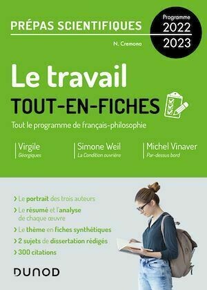 Le travail - Tout-en-fiches - Prépas scientifiques Français-philosophie - Programme 2022-2023 - Nicolas Cremona - Dunod