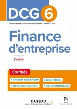 DCG 6 Finance d'entreprise - Corrigés - 3e éd.