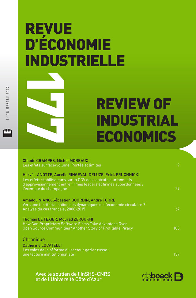 Revue d'économie industrielle n° 177 -  Collectif - Revues De Boeck Supérieur