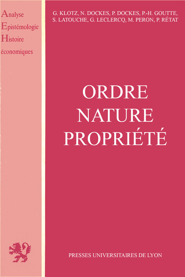 Ordre, nature, propriété -  - Presses universitaires de Lyon
