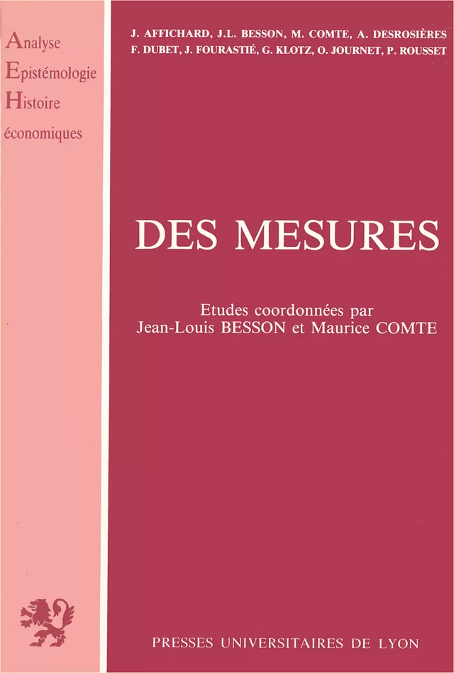 Des mesures -  - Presses universitaires de Lyon