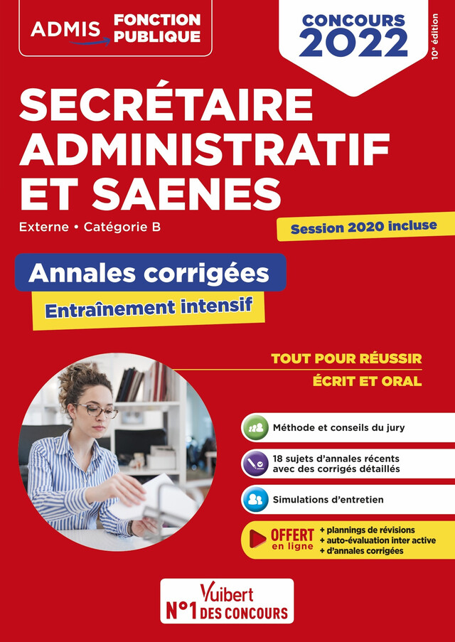 Annales corrigées Secrétaire administratif et SAENES -  Catégorie B - Concours 2022 - Pascal Eynard, René Guimet - Vuibert