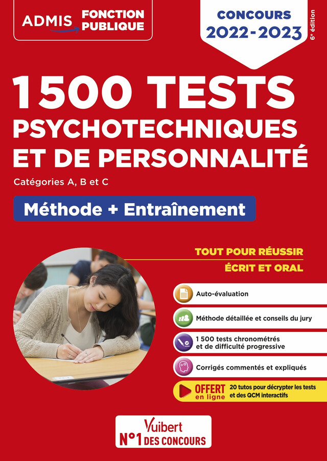1500 tests psychotechniques et de personnalité - Catégories A, B et C - Concours 2022-2023 - Ghyslaine Benoist, Sonia Deschamps - Vuibert