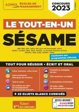 Le tout-en-un SÉSAME - 15 sujets blancs - Ecrits et oraux - Tutos offerts