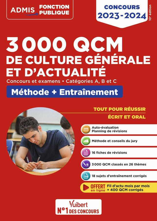 3000 QCM de culture générale et d'actualité - Catégories A, B et C - Concours 2023-2024 - Mélanie Hoffert, Lionel Lavergne - Vuibert