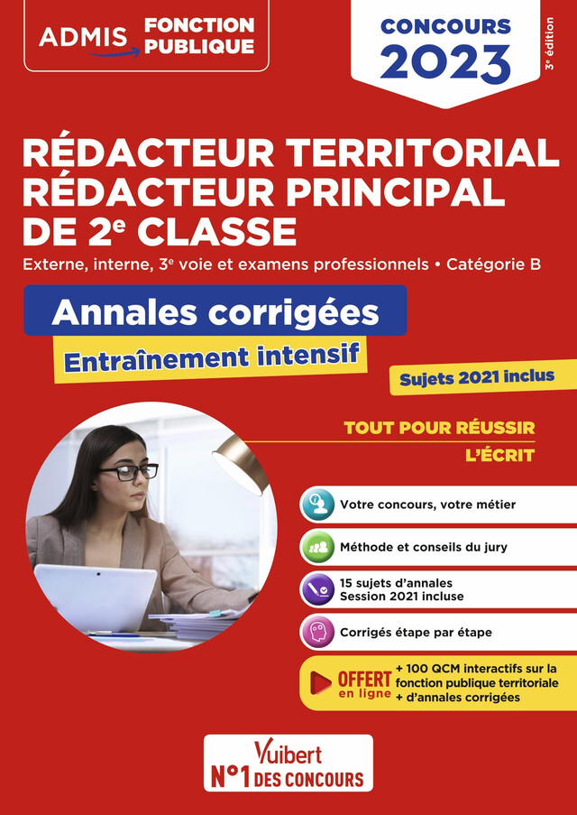 Annales corrigées  Rédacteur territorial et Rédacteur principal 2e classe - Catégorie B - Concours 2023 - Olivier Bellégo - Vuibert