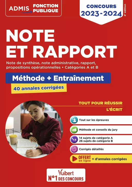 Note et Rapport - Catégories A et B - Concours 2023-2024 - Olivier Bellégo, Fabienne Geninasca - Vuibert