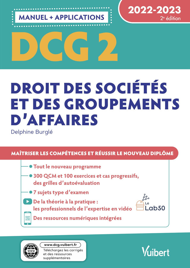 DCG 2 - Droit des sociétés et des groupements d'affaires - 2022-2023 - Delphine Burglé - Vuibert